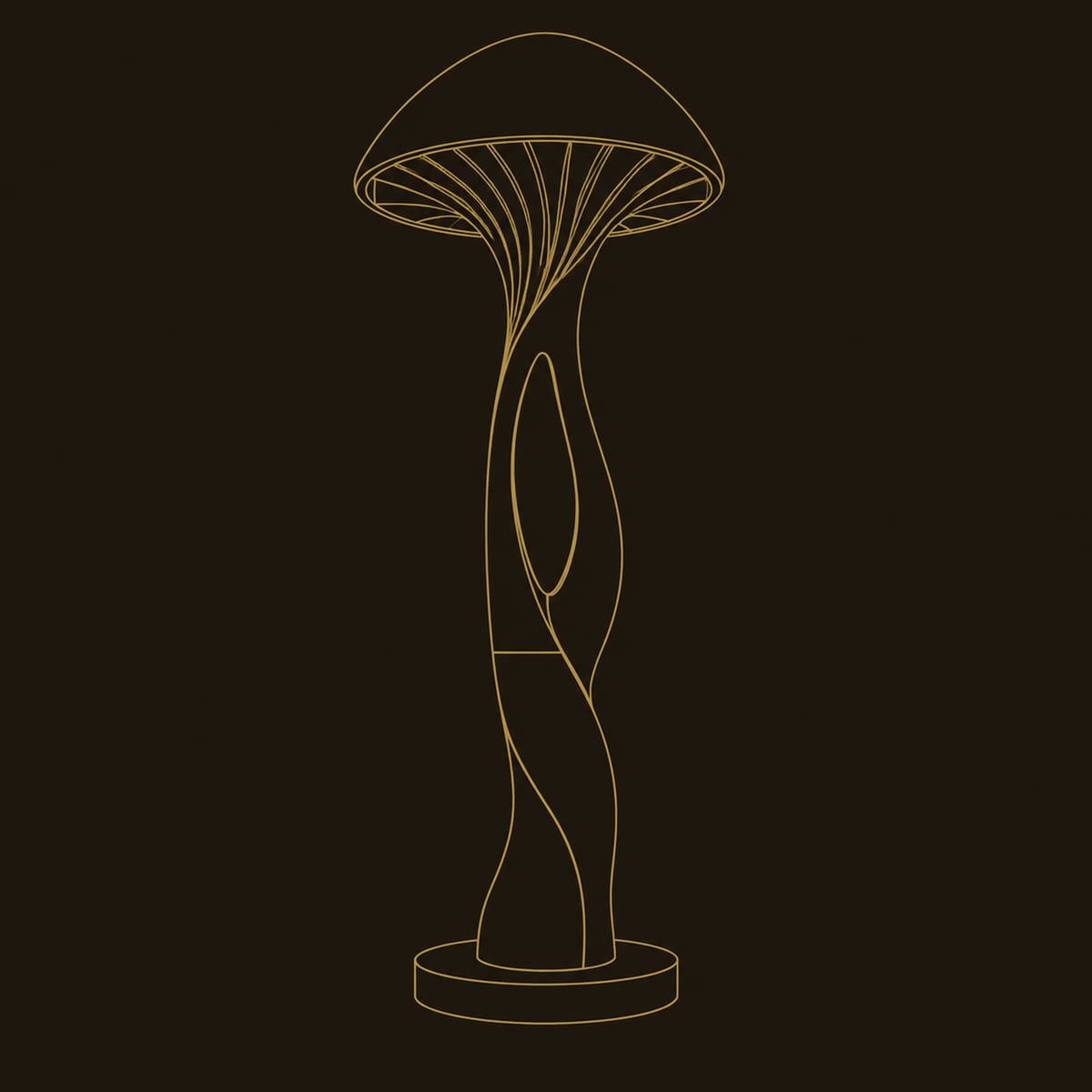 Mushroom Cap Floor Lamp With Sculpted Open Stem dimension diagram
