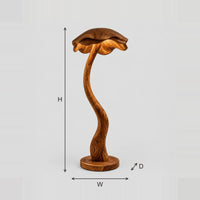 Mushroom Cap Floor Lamp With Winding Stem And Wide Disc Base dimension diagram with width, height and depth