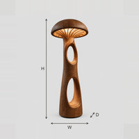 Mushroom Floor Lamp With Domed Cap And Carved Oval Openings dimension diagram with width, height and depth