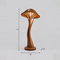 Mushroom Floor Lamp With Ribbed Cap And Slim Curving Stem dimension diagram with width, height and depth