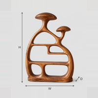 Mushroom Top Bookshelf With A Flowing Gourd Shaped Frame dimension diagram with width, height and depth