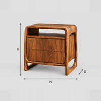 Nightstand With Open Top Cubby And Looped Side Frame dimension diagram with width, height and depth