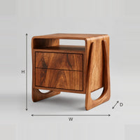Nightstand With Open Top Niche And Sculpted Loop Sides dimension diagram with width, height and depth