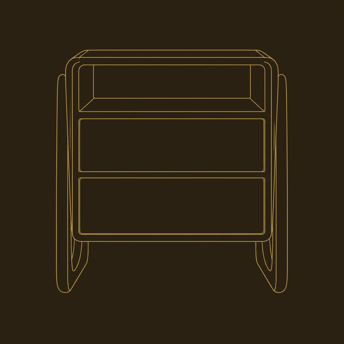 Nightstand With Open Top Niche And Sculpted Loop Sides dimension diagram