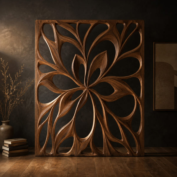 Open Flower Room Divider With Sweeping Petal Shapes