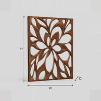 Open Flower Room Divider With Sweeping Petal Shapes dimension diagram with width, height and depth