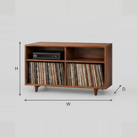 Open Four Bay Turntable Stand With Short Tapered Legs dimension diagram with width, height and depth