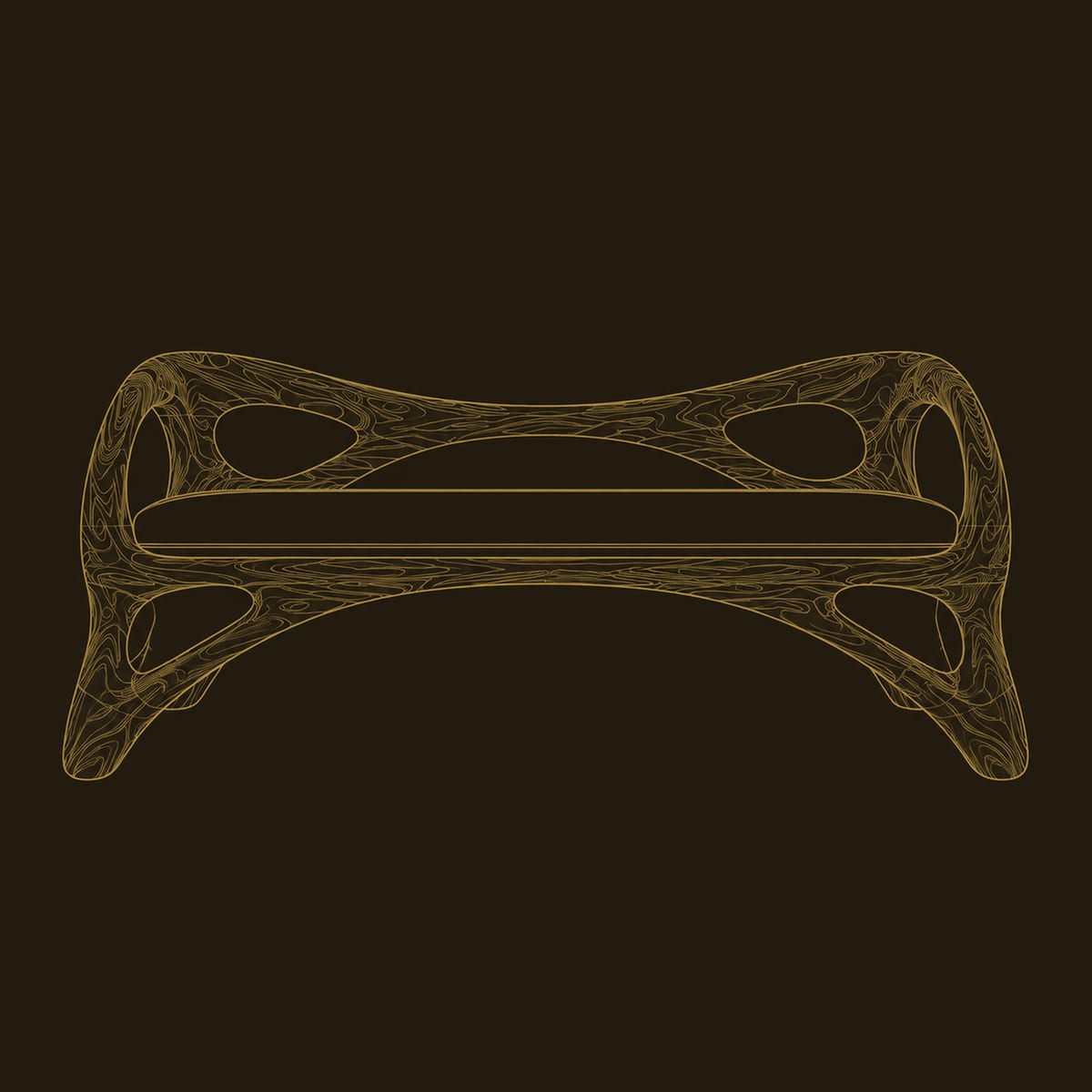 Open Frame Bench With Cushioned Seat And Organic Cut Outs dimension diagram