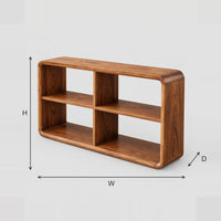 Open Frame Console Table With A Two By Two Grid Of Cubbies dimension diagram with width, height and depth
