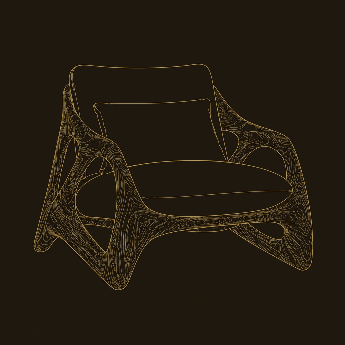 Open Frame Lounge Chair With Heavy Wood Loops And Deep Seat dimension diagram