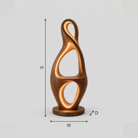 Open Loop Floor Lamp With Glowing Edges And A Small Shelf dimension diagram with width, height and depth