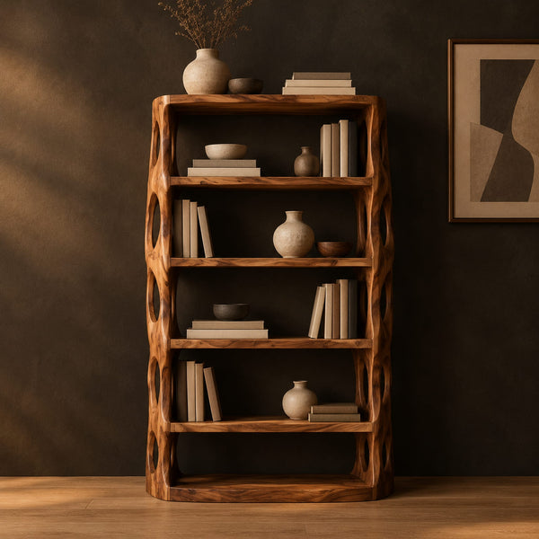 Open Shoe Bench Shelf Unit With Oval Cutout Side Panels