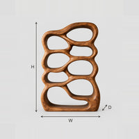 Organic Bookshelf with Pebble Shaped Open Cells dimension diagram with width, height and depth