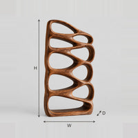 Organic Bookshelf With Stacked Open Teardrop Shelves dimension diagram with width, height and depth