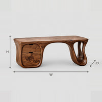 Organic Flowing Loop Leg Desk With Two Drawers dimension diagram with width, height and depth