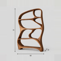 Organic Freeform Bookshelf With Flowing Open Frame dimension diagram with width, height and depth