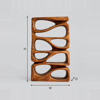 Organic Stacked Bookshelf with Flowing Teardrop Openings dimension diagram with width, height and depth