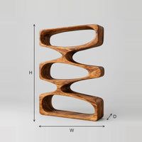 Organic Stacked Loop Bookshelf with Pinched Waists dimension diagram with width, height and depth