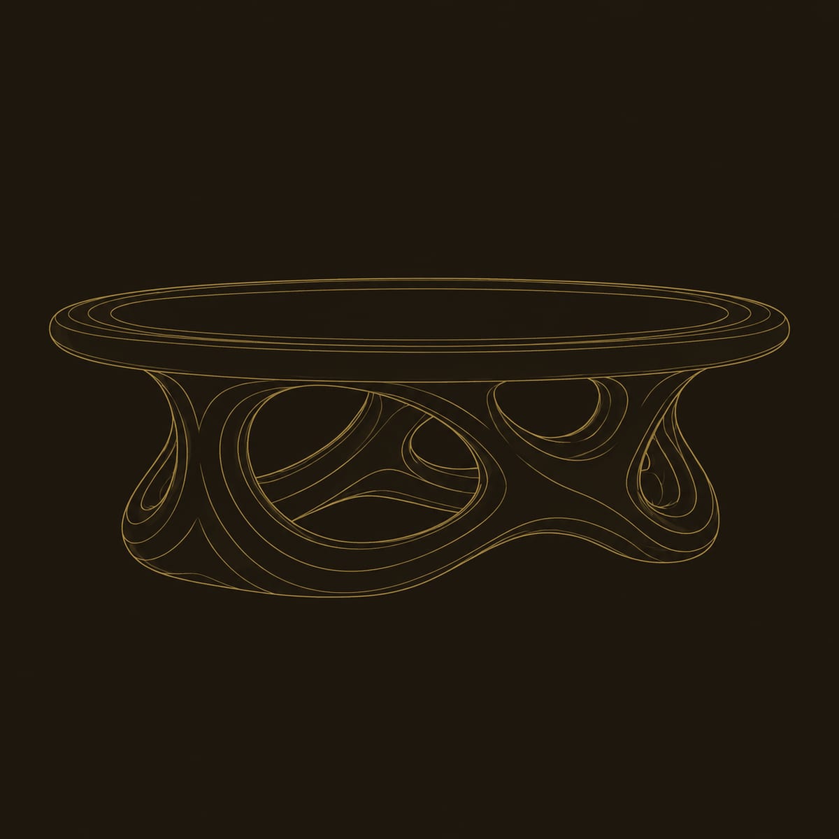 Oval Coffee Table With Knotted Openwork Wood Base dimension diagram