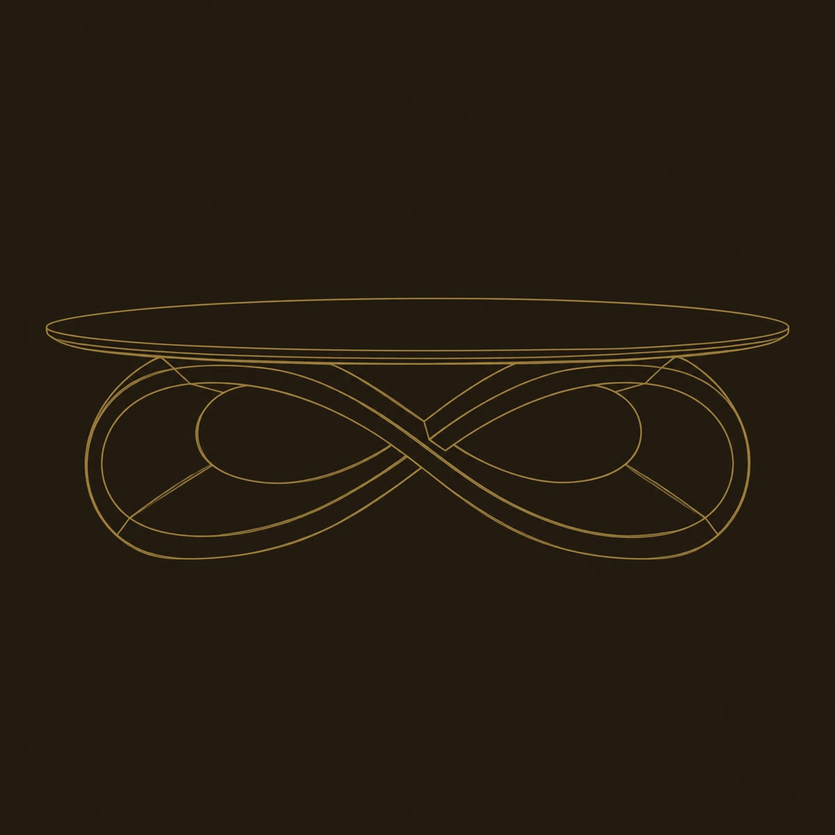 Oval Coffee Table With Sculpted Infinity Loop Base dimension diagram