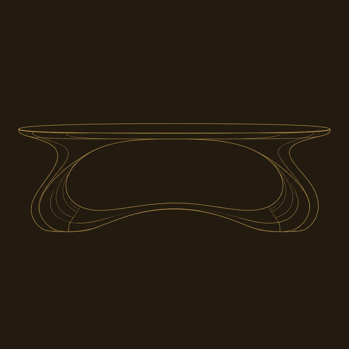 Oval Top Desk With A Sculpted Ribbon Loop Base dimension diagram