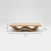 Pale Hardwood Coffee Table for a Scandinavian Room dimension diagram with height, width and depth