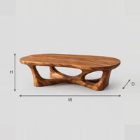 Pebble Top Coffee Table With Branching Arch Legs dimension diagram with width, height and depth
