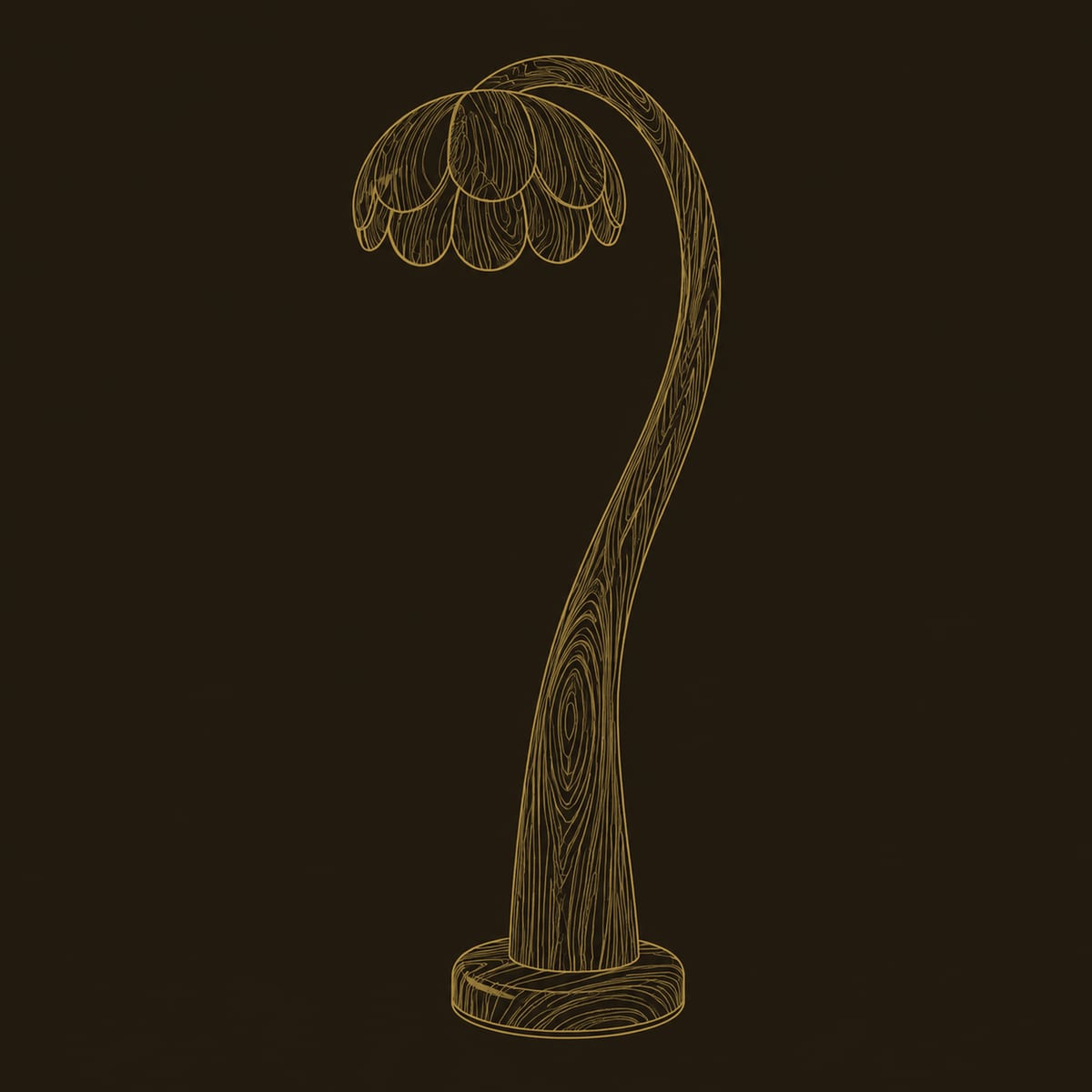 Petal Shade Floor Lamp On A Slender Arching Stem dimension diagram