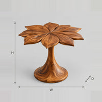 Petal Top End Table With Carved Leaf Veins And Trumpet Base dimension diagram with width, height and depth