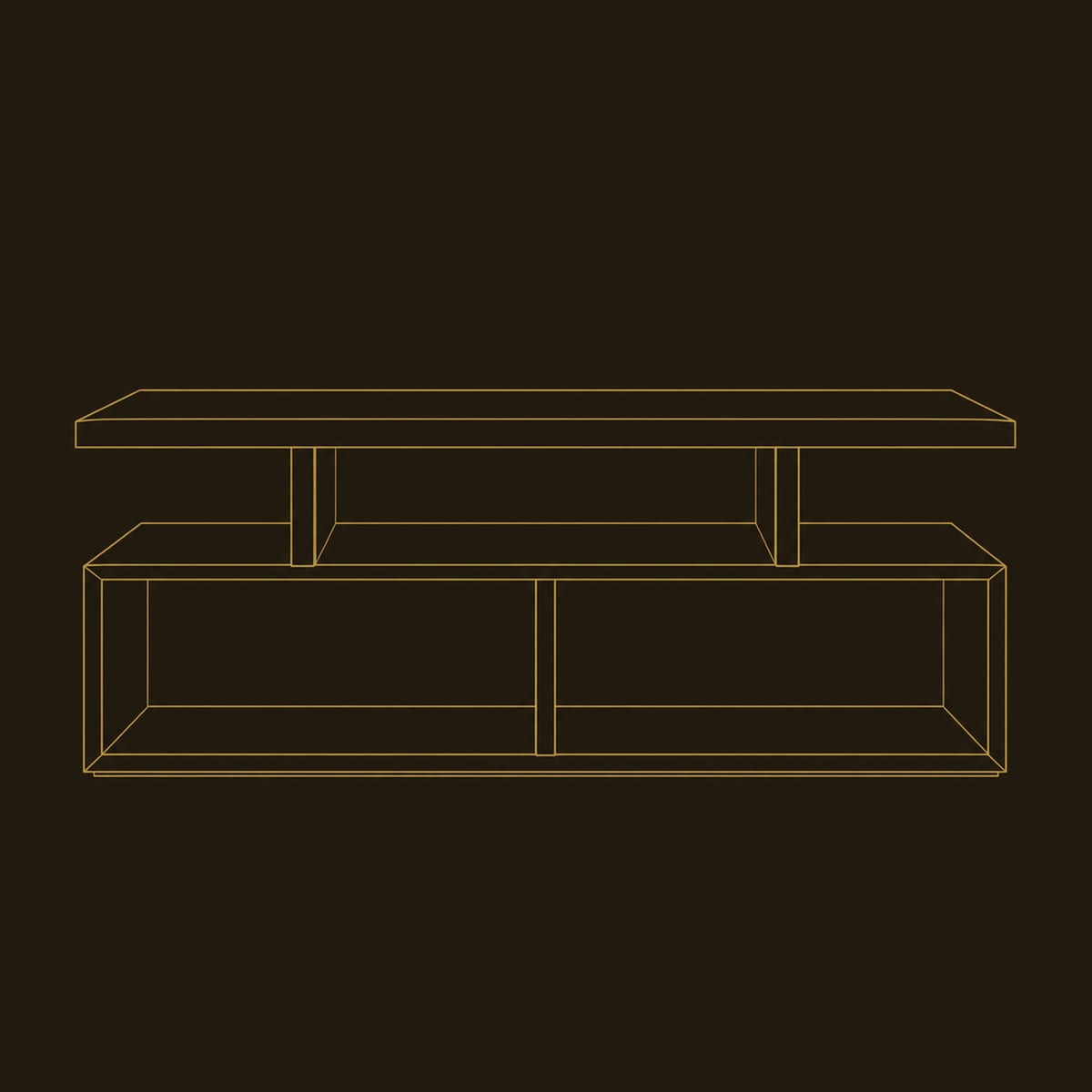 Raised Slab Top Coffee Table With Two Open Cubbies dimension diagram