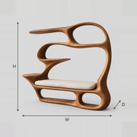 Reading Seat Bookshelf With Sculpted Loop Frame And Low Cubbies dimension diagram with width, height and depth