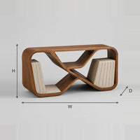 Record Console With Looping Ribbon Frame And Open End Bays dimension diagram with width, height and depth