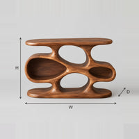Record Player Stand With Flowing Sculpted Cutouts And Flat Top dimension diagram with width, height and depth