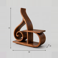 Record Player Stand With Spiral Scroll, Tall Sweeping Back dimension diagram with width, height and depth