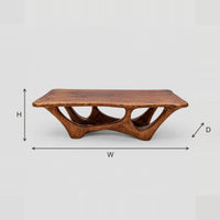 Rectangular Coffee Table With Slab Top And Branching Arched Base dimension diagram with width, height and depth