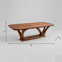 Rectangular Desk With Looped Arch Legs And Floor Plinth dimension diagram with width, height and depth