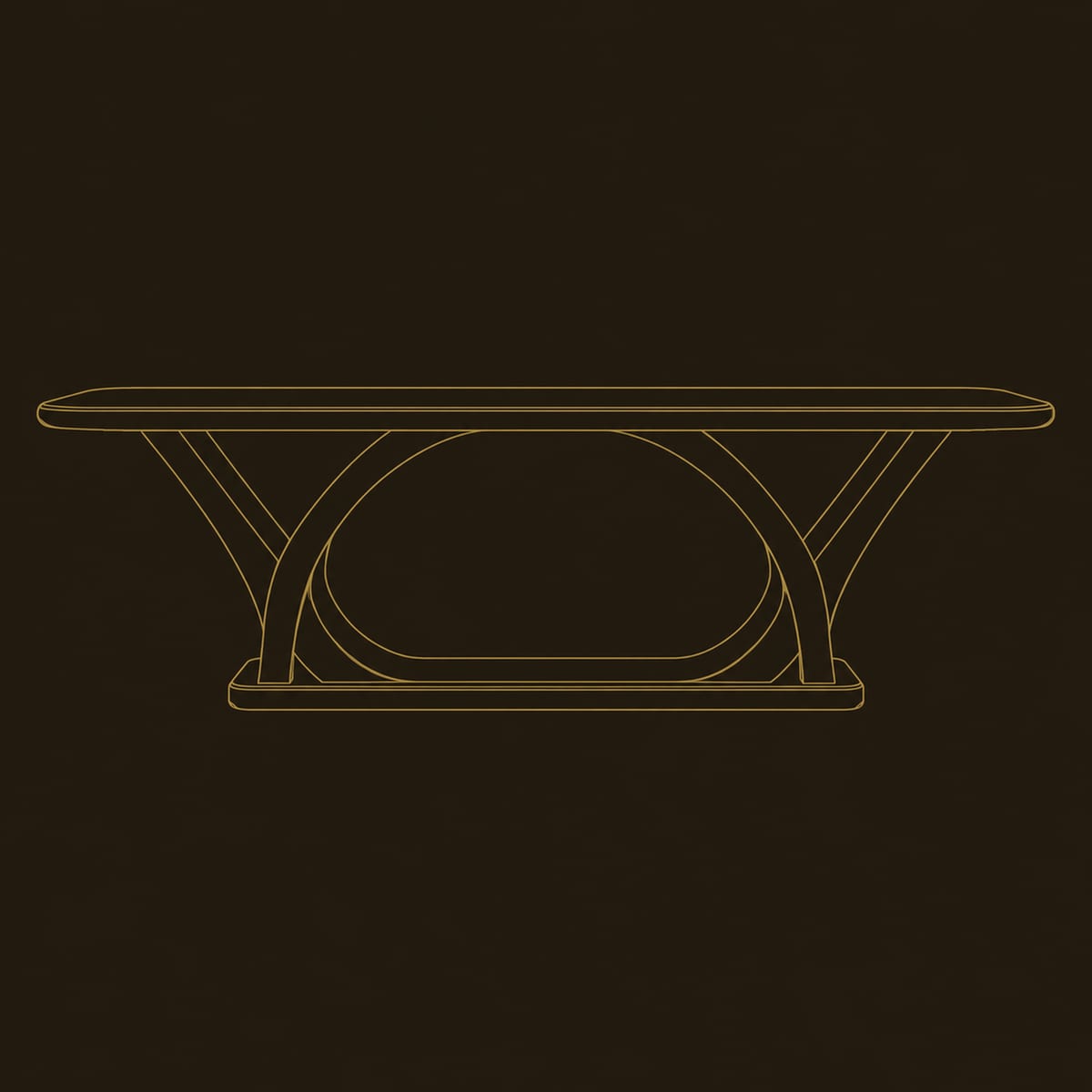 Rectangular Desk With Looped Arch Legs And Floor Plinth dimension diagram