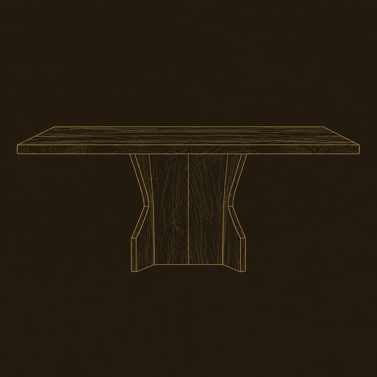 Rectangular Dining Table With Hourglass Pedestal And Thick Top dimension diagram
