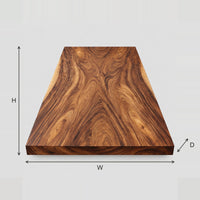 Rectangular Table Top With Bold Swirling Grain And Thick Edge dimension diagram with width, height and depth