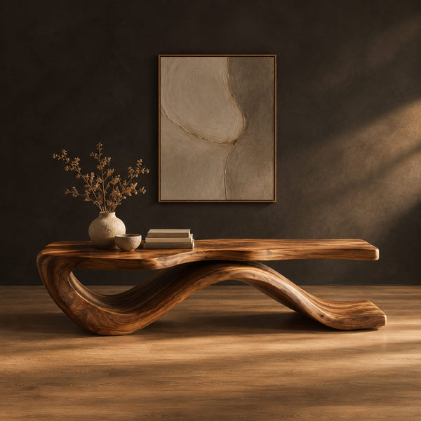 Ribbon Base Bench With Long Slab Seat And Open Curl