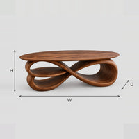 Ribbon Base Coffee Table With Oval Top And Layered Loops dimension diagram with width, height and depth