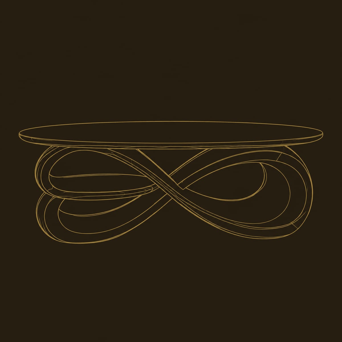 Ribbon Base Coffee Table With Oval Top And Layered Loops dimension diagram