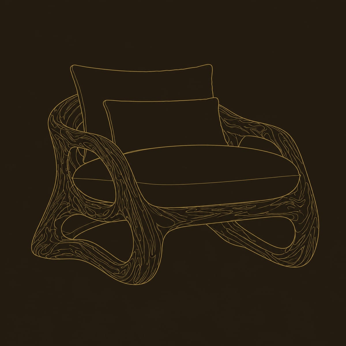 Ribbon Frame Lounge Chair With Open Looping Base dimension diagram