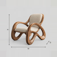 Ribbon Leg Chair With Open Loop Arms And Upholstered Seat dimension diagram with width, height and depth