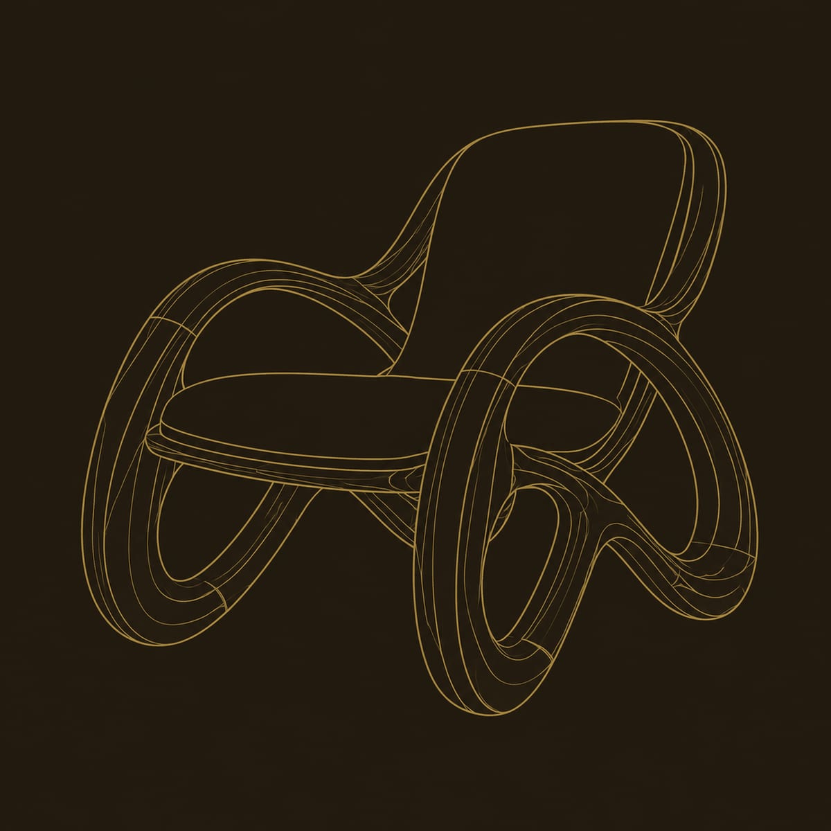 Ribbon Leg Chair With Open Loop Arms And Upholstered Seat dimension diagram
