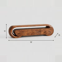 Ribbon Loop TV Stand With Wave Carved Front Panels dimension diagram with width, height and depth