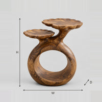 Ring Base Side Table With Twin Scalloped Dish Tops dimension diagram with width, height and depth