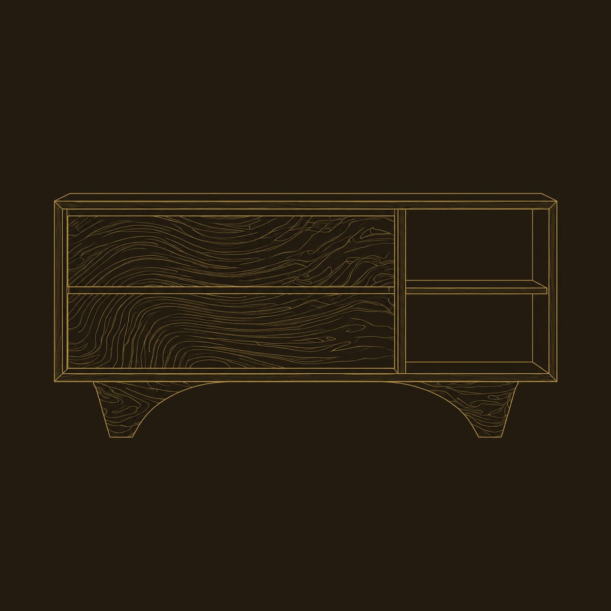 Ripple Carved Bathroom Vanity With Arched Base dimension diagram