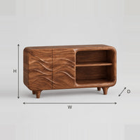 Ripple Carved Bathroom Vanity With Open Shelves On Short Feet dimension diagram with width, height and depth