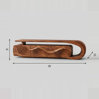 Ripple Carved TV Stand, Sweeping Looped End Shelf dimension diagram with width, height and depth